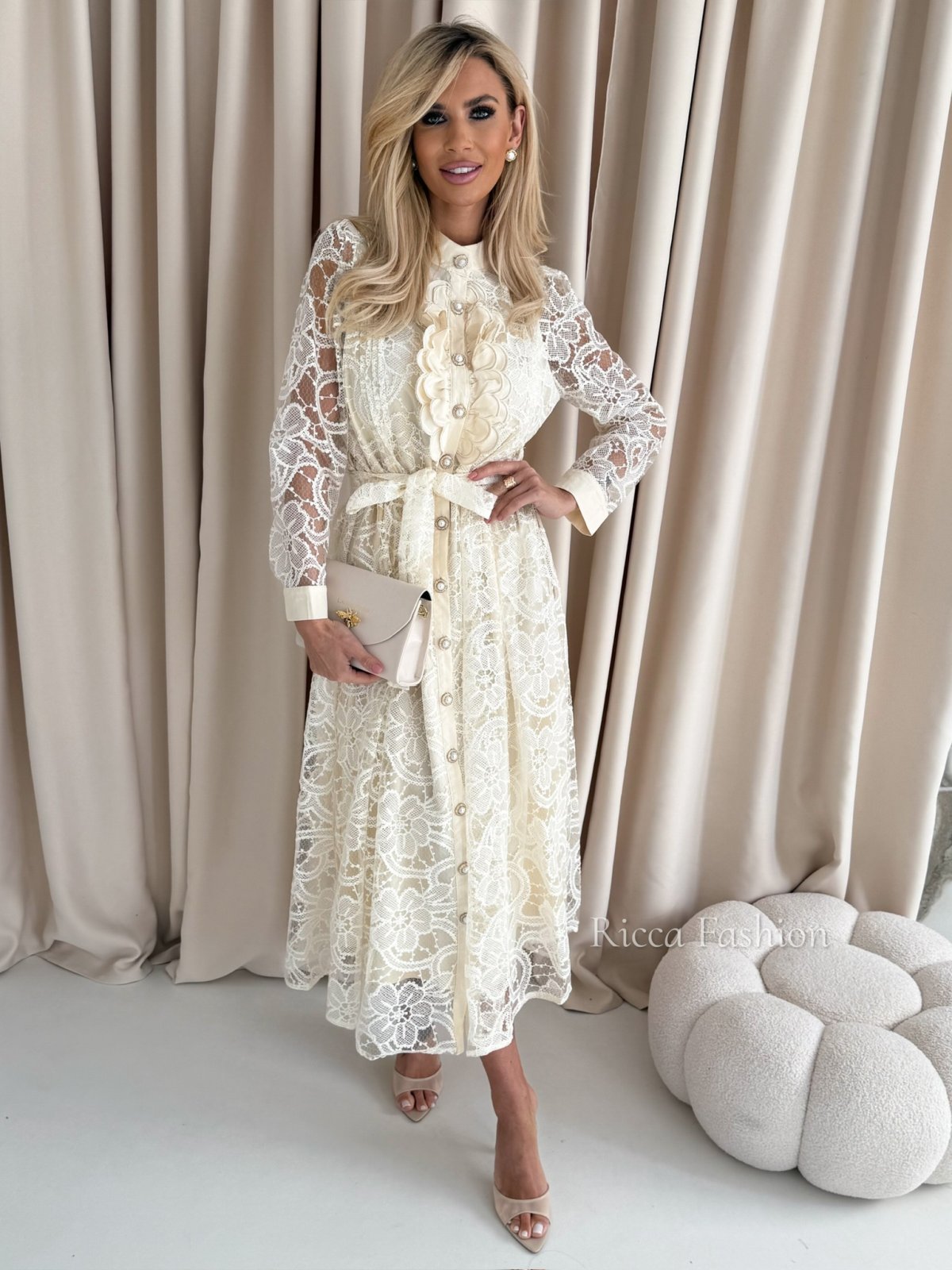 Sukienka boho PINESSA , ecru/beige