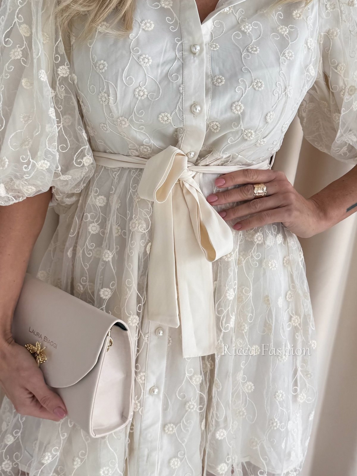 Sukienka boho midi NELLA, ecru