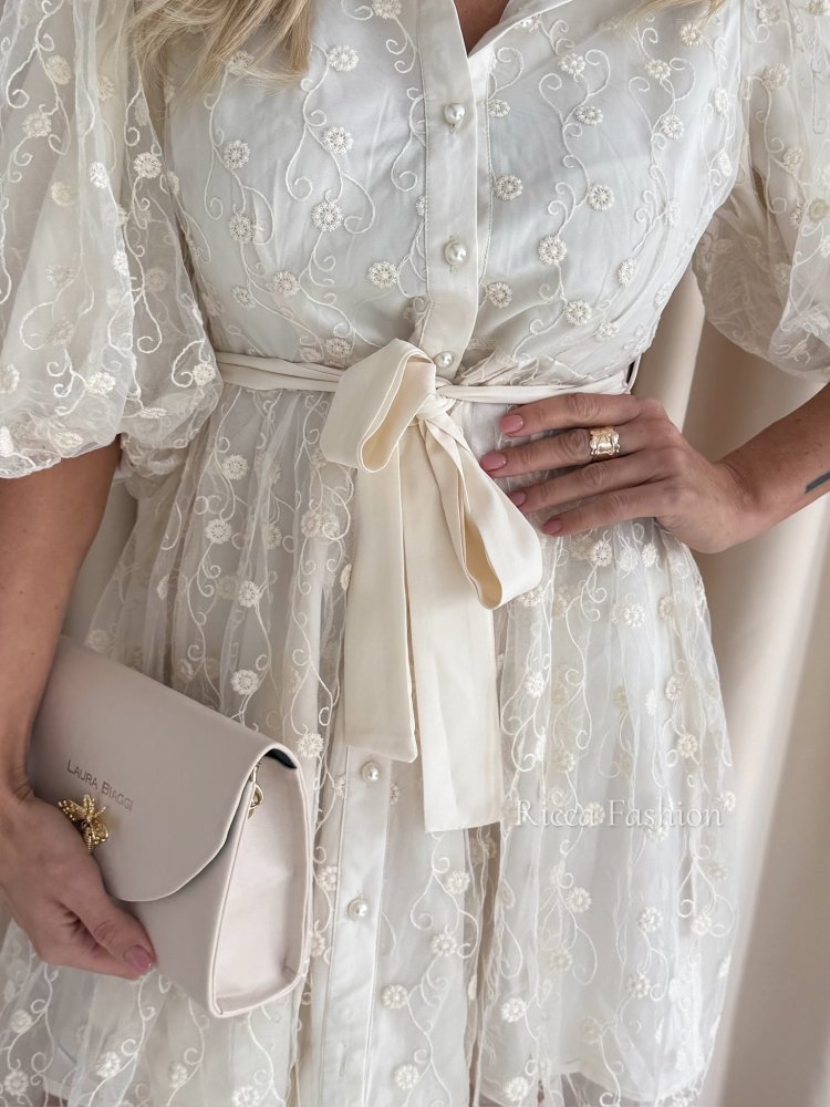 Sukienka boho midi NELLA, ecru