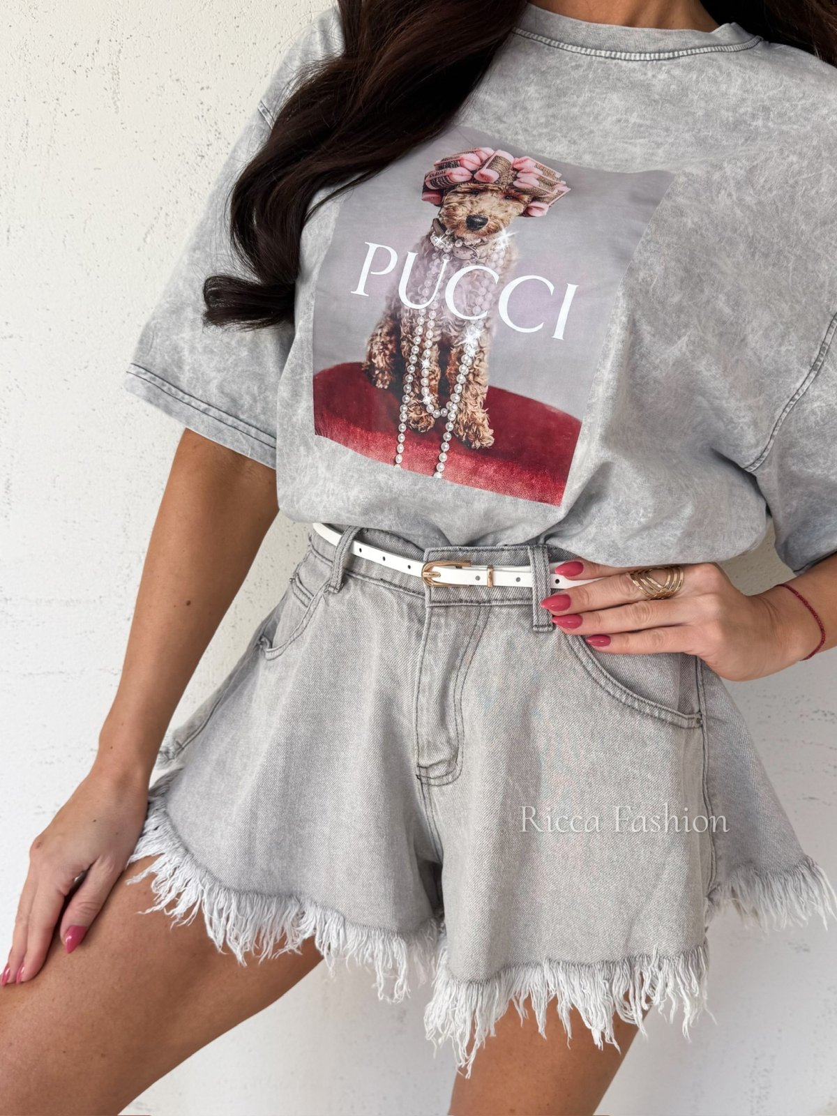 T-shirt dekatyzowany PUCCI, light gray