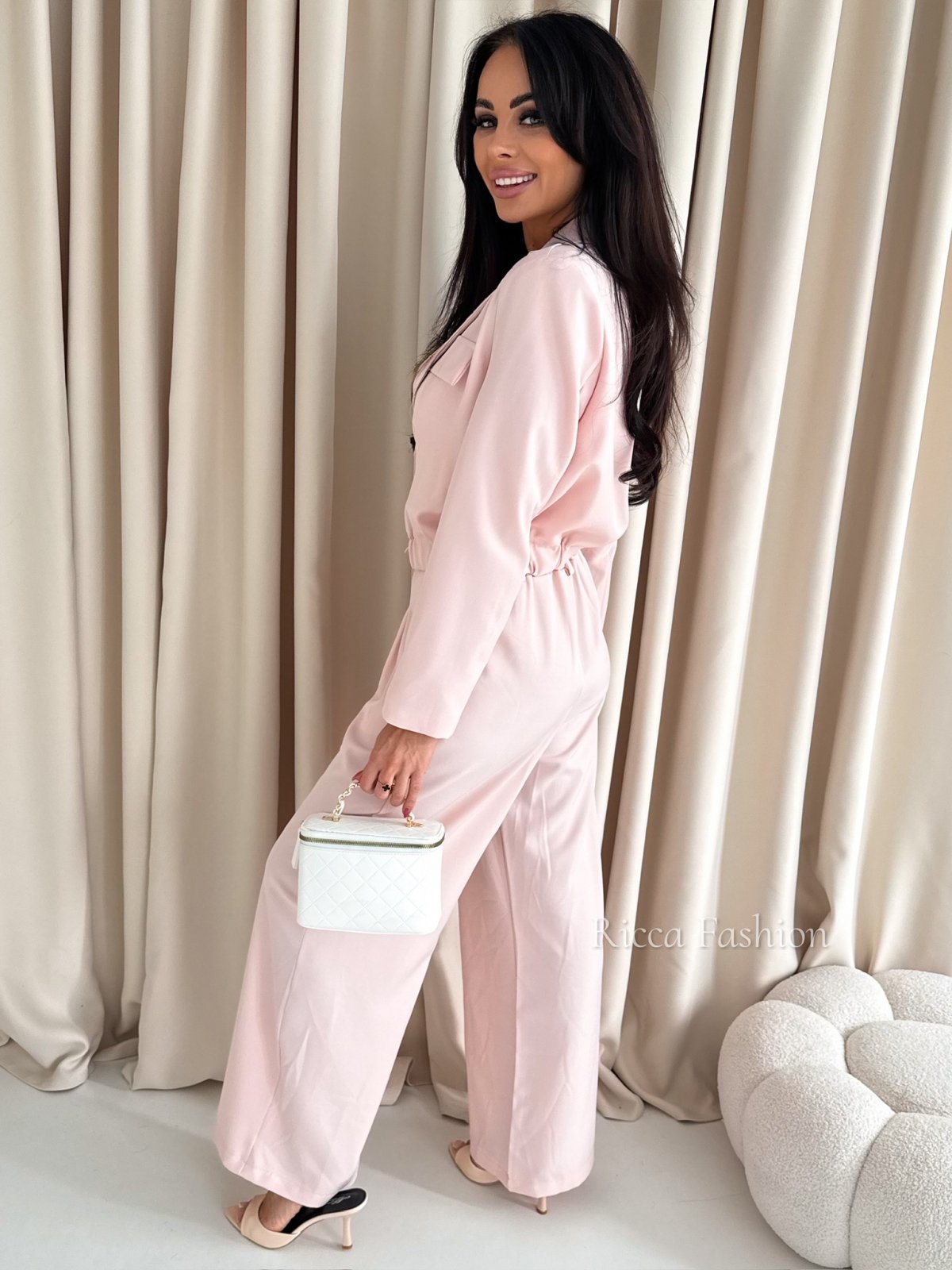 Elegancki komplet marynarka + spodnie LIBRE.powder pink