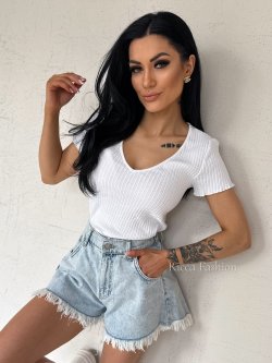 Bluzka bawełniana prążek RELGY, white
