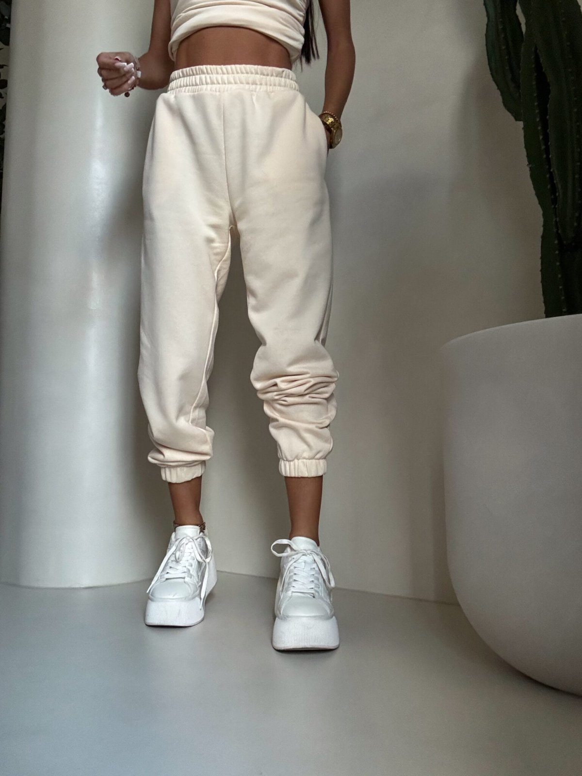 Spodnie dresowe CLASSIC, waniliowe