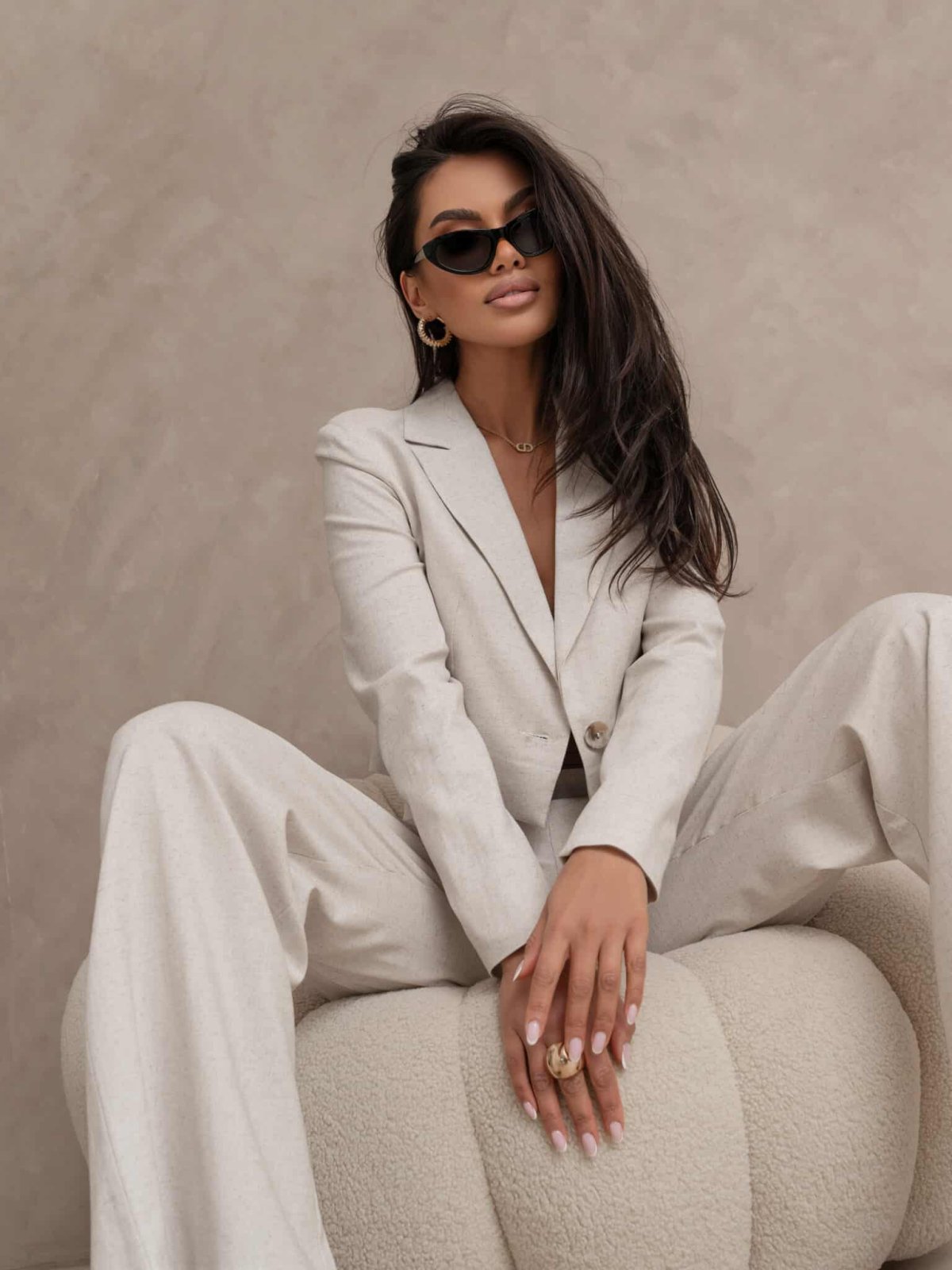 Marynarka SLIM natural – szaro-beż