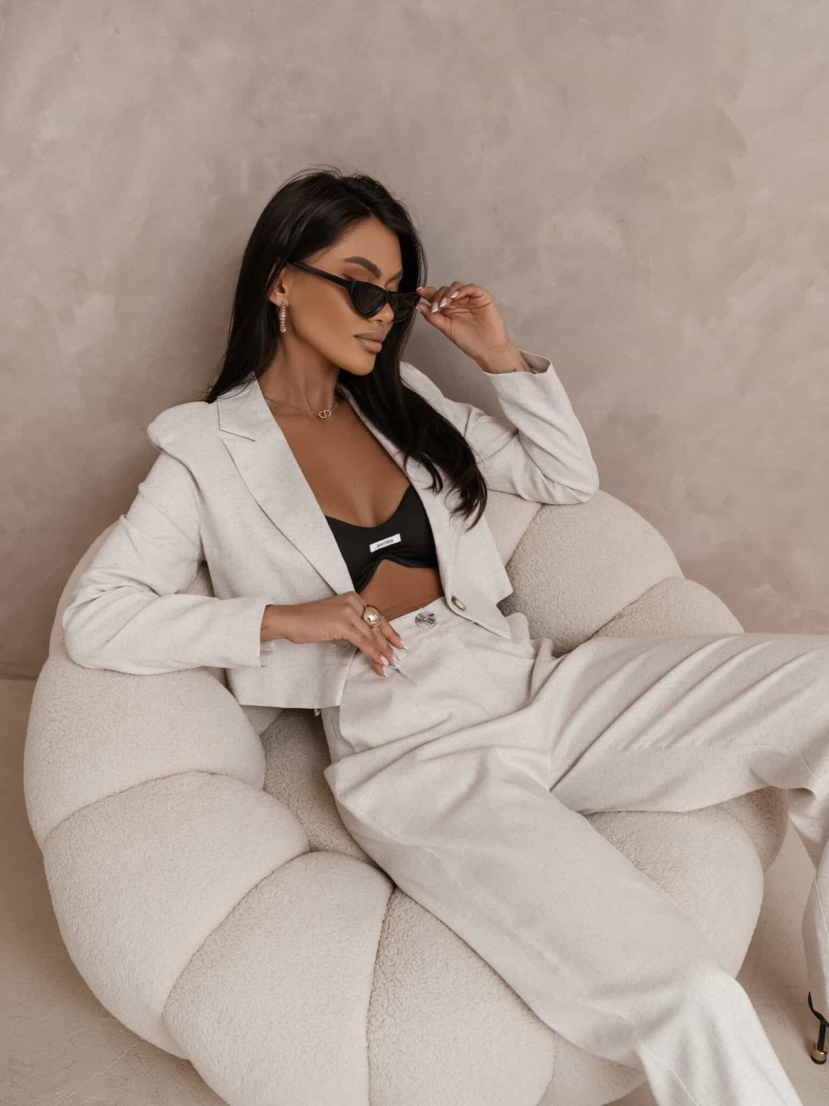 Marynarka SLIM natural – szaro-beż