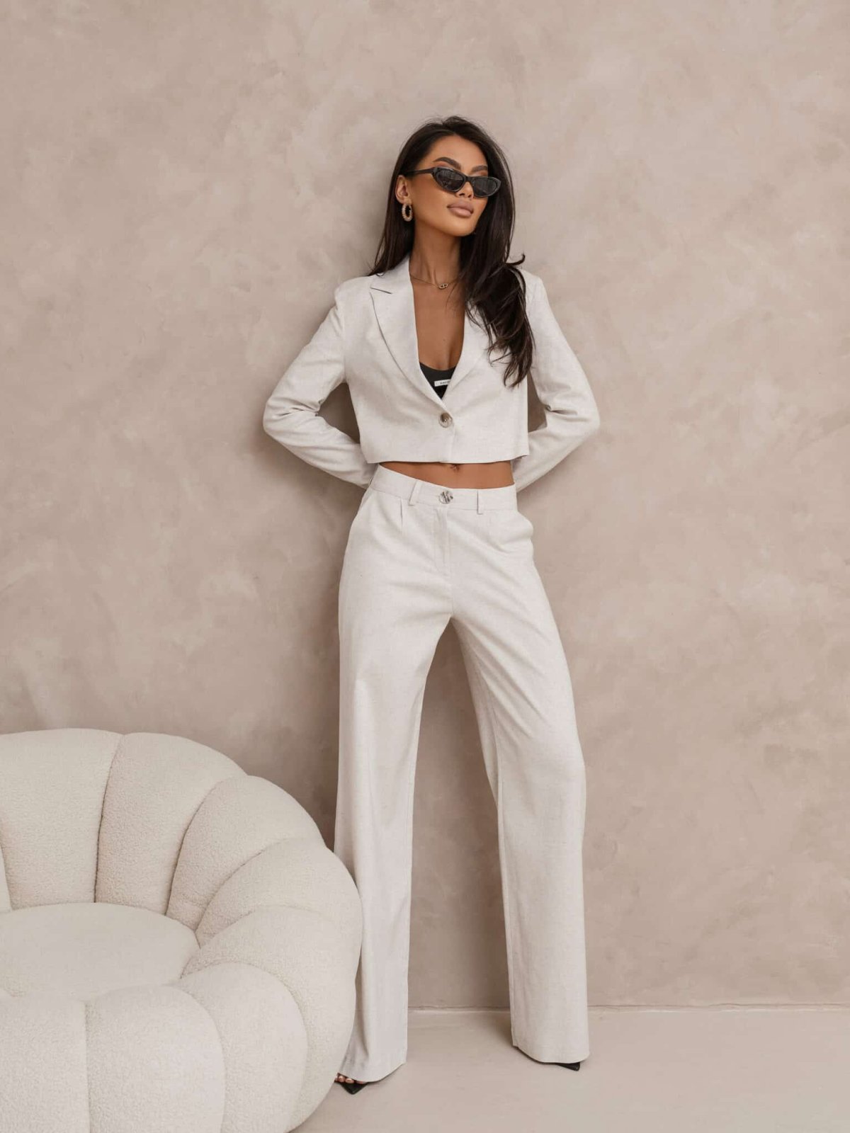 Marynarka SLIM natural – szaro-beż