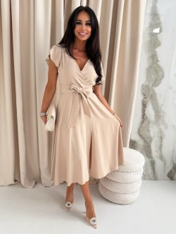 Sukienka wiskozowa midi LARSONI , beige