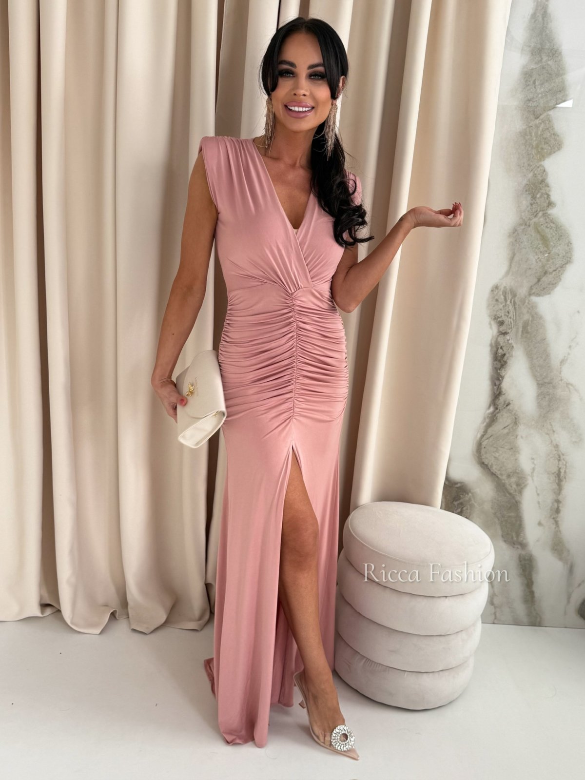 Sukienka maxi AFRODYTA , ANTIQUE pink