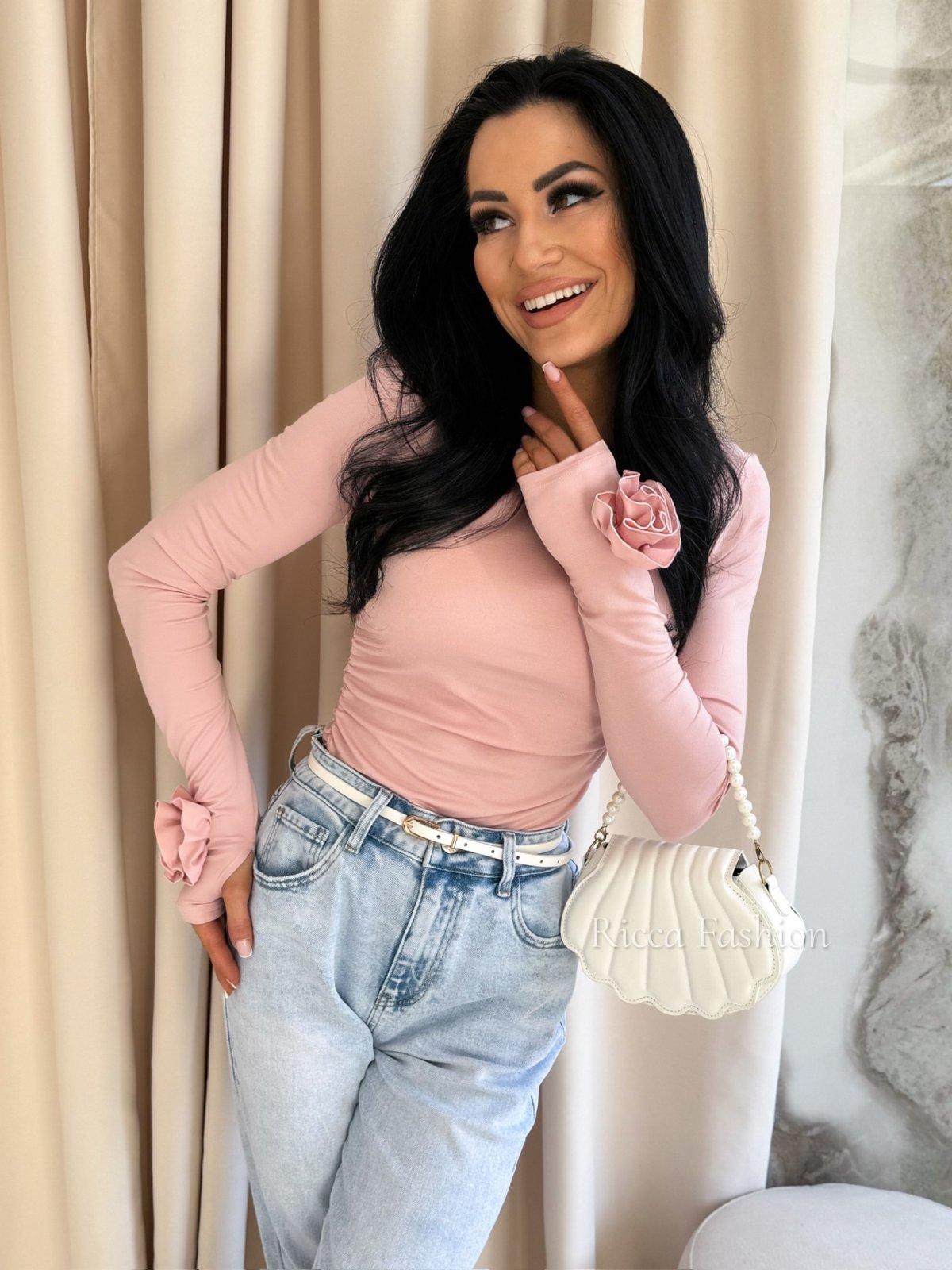 Bluzka z wiskozą premium ROSINA, powder