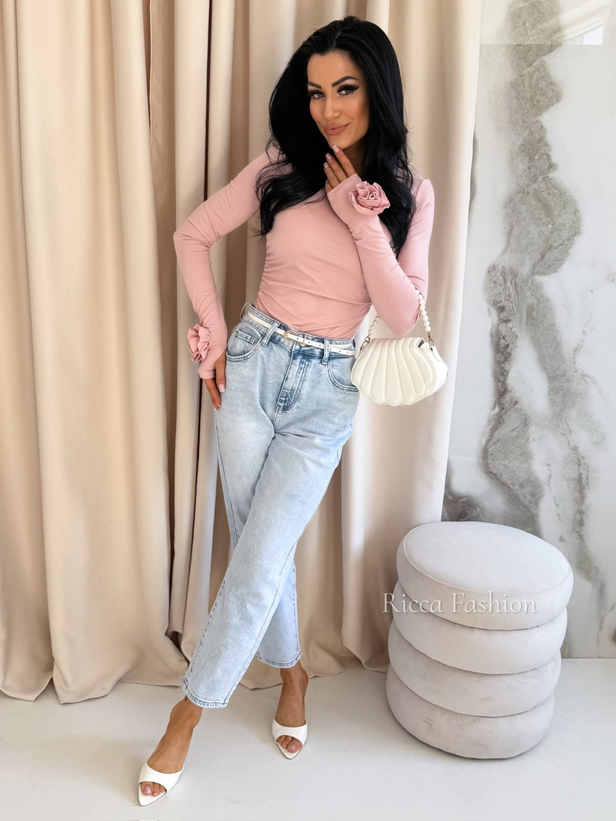 Bluzka z wiskozą premium ROSINA, powder