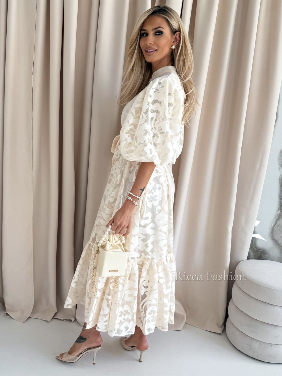 Sukienka elegancka maxi ELEONOR, beige