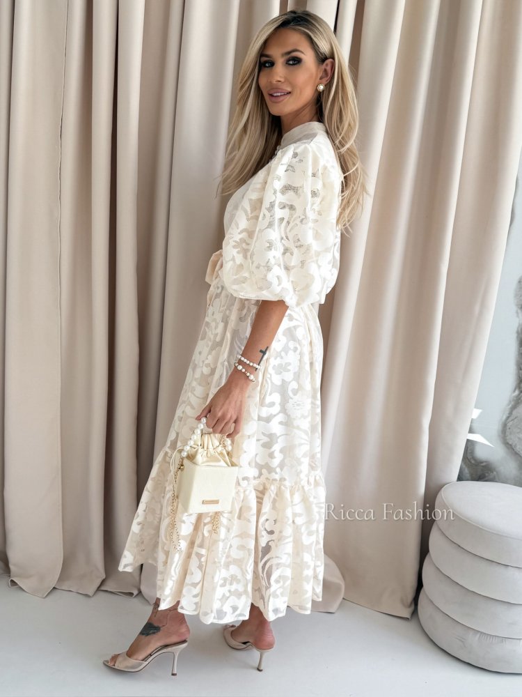 Sukienka elegancka maxi ELEONOR, beige