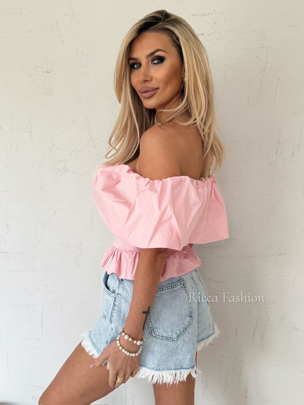 Bluzka hiszpanka bawełniana CARMENIA, pink