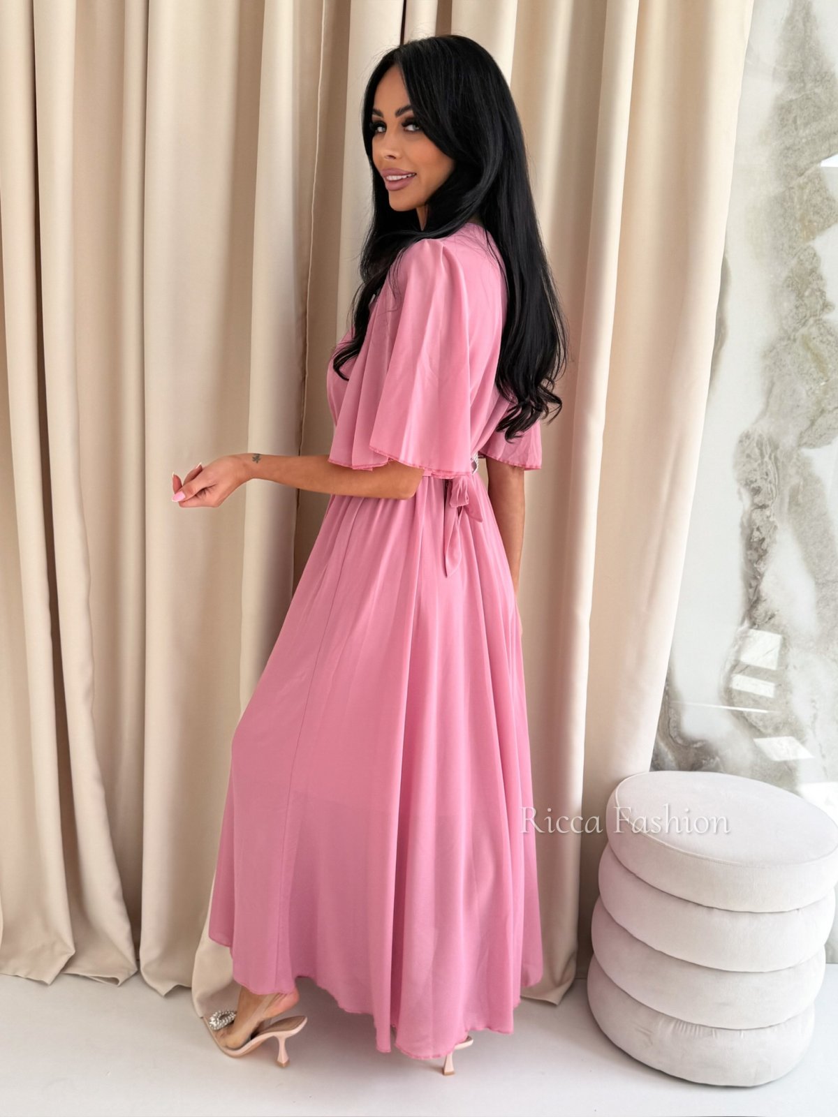 Sukienka szyfonowa maxi LIZZY, antique pink