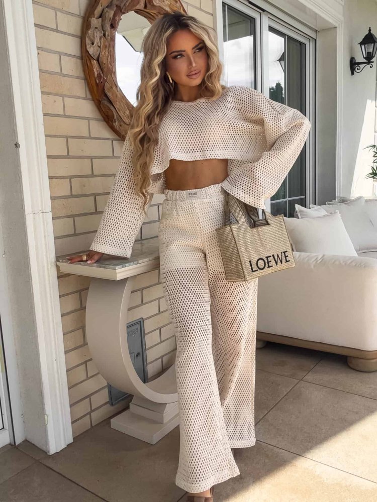 Komplet BARI – ażur jasny beż