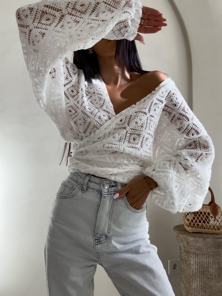 Kimono AŻUROWE romby – ecru