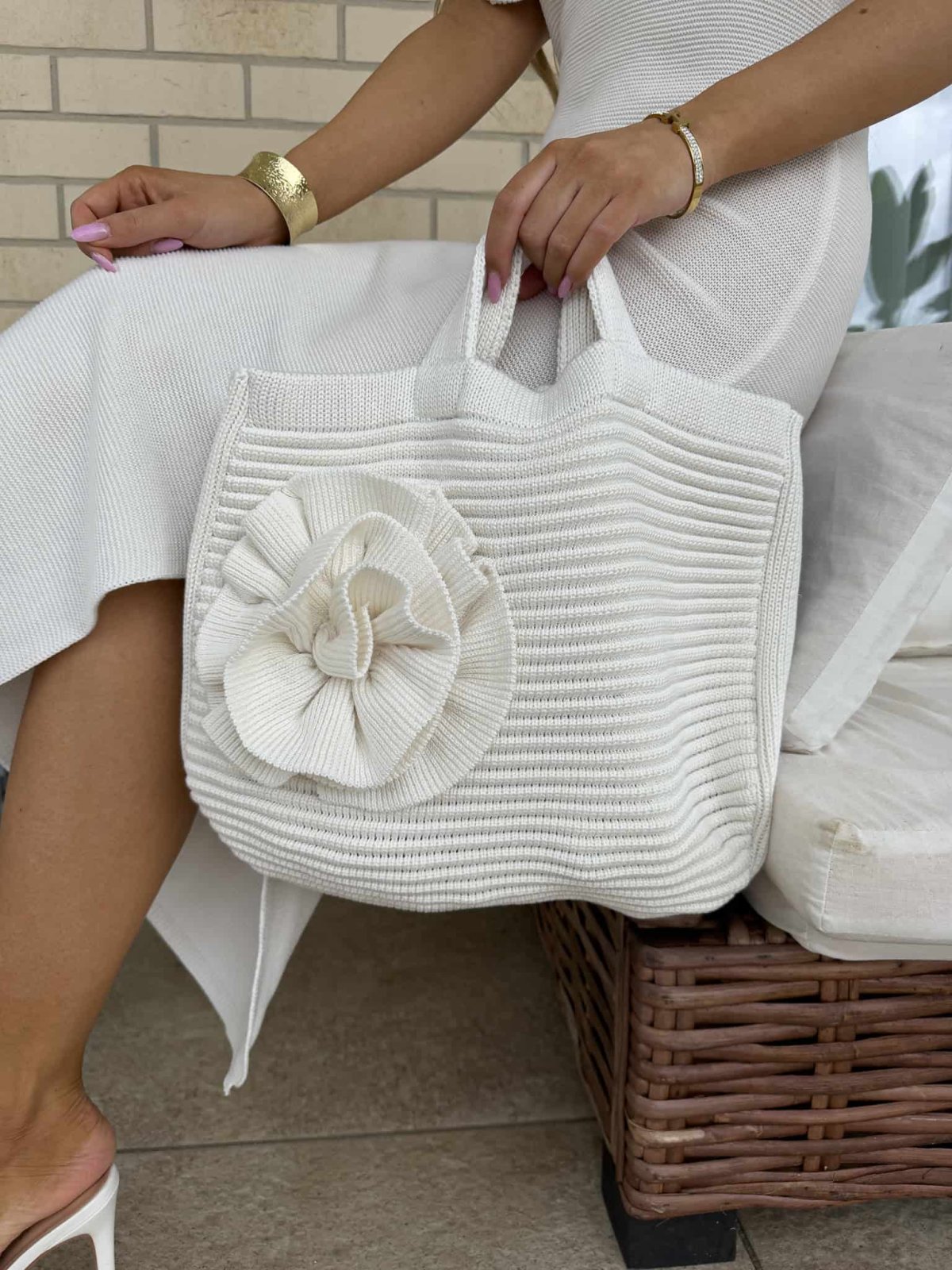 Torba FLOWER, ecru