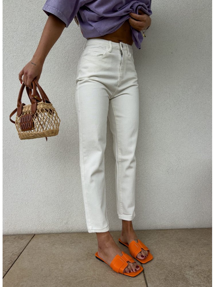 Jeansy MOM FIT – ecru