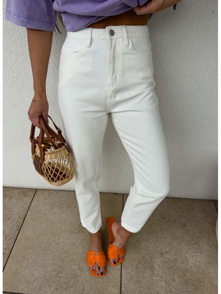 Jeansy MOM FIT – ecru