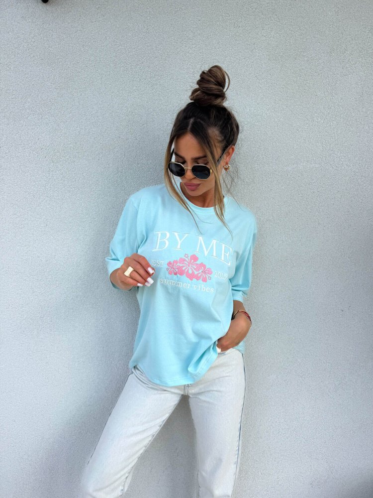 T-shirt VIBES – błękitny