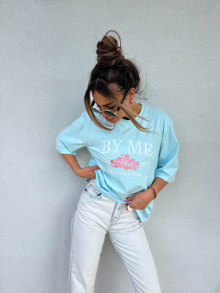 T-shirt VIBES – błękitny