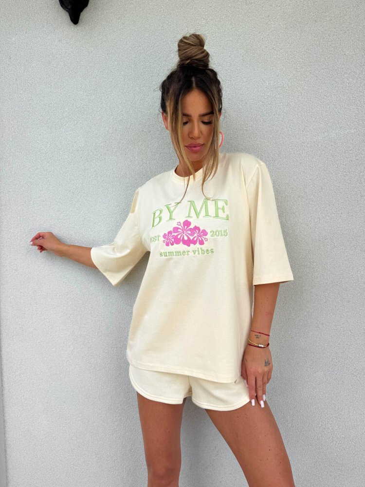 T-shirt VIBES – waniliowy