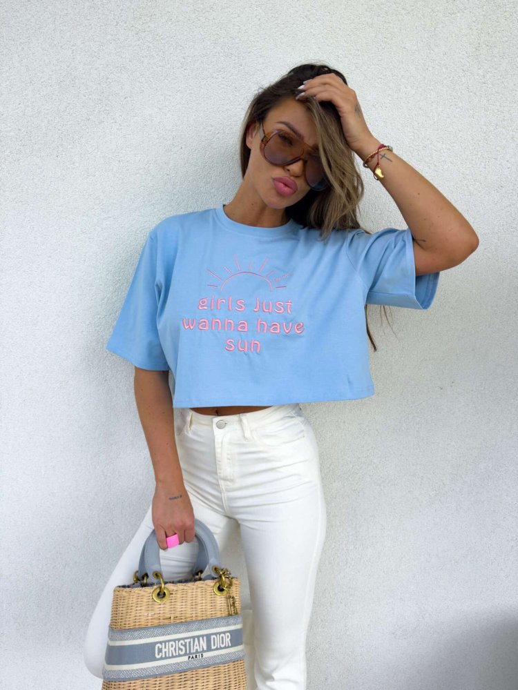T-shirt HAVE SUN – niebieski