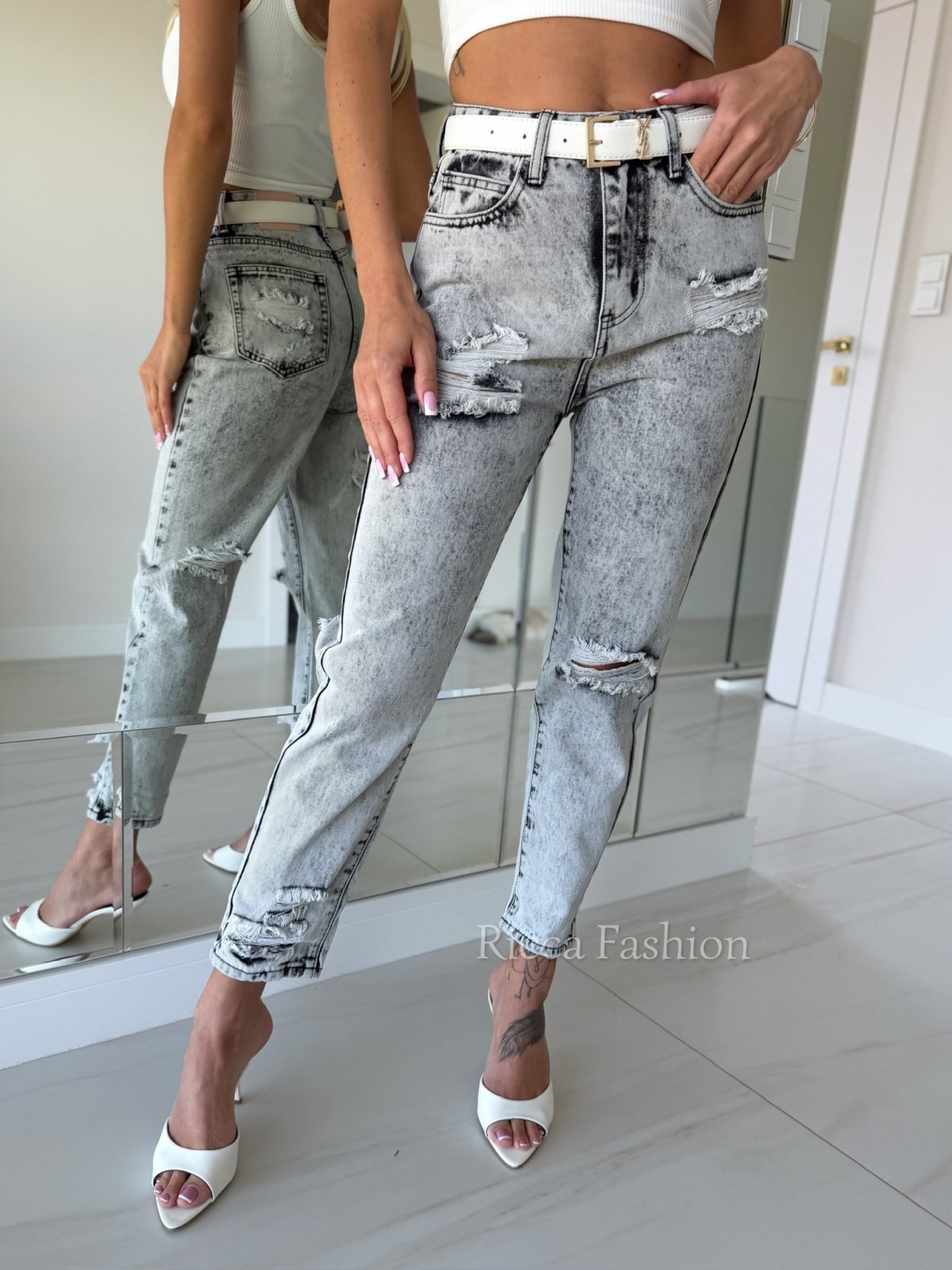 Jeansy MOM FIT PREMIUM – szare