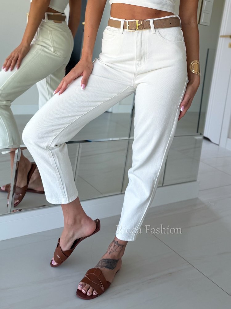 Jeansy MOM FIT – ecru