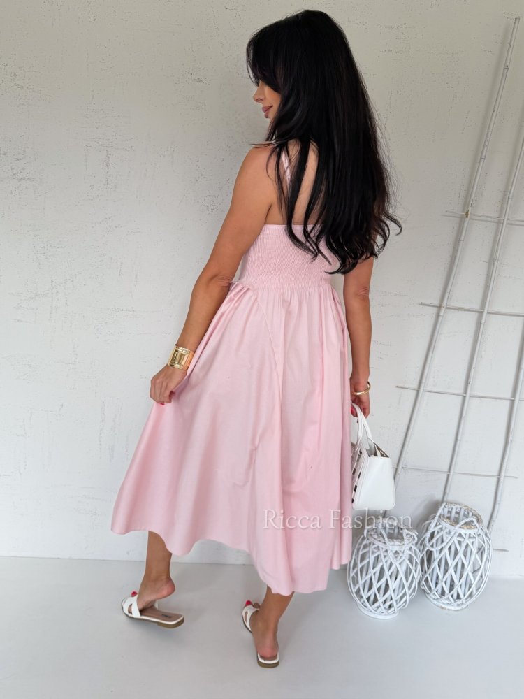 Sukienka bawełniana maxi MASTI , powder pink
