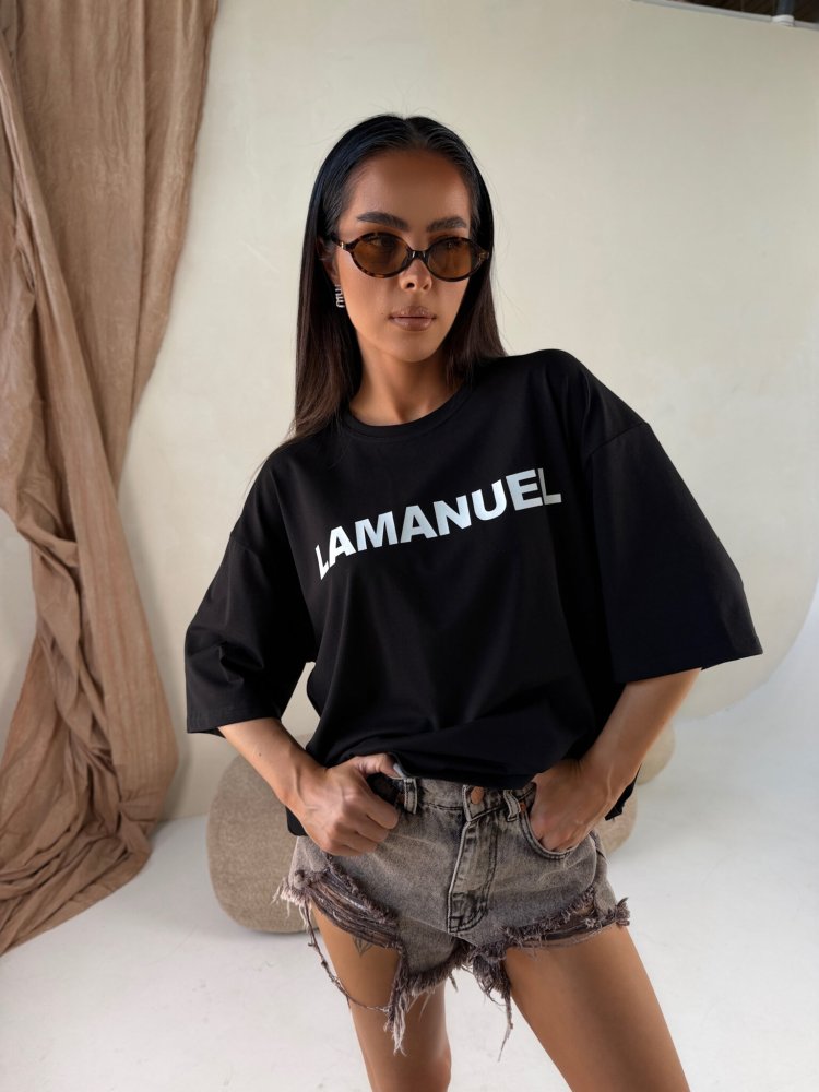 Tshirt BLANK czarny/ecru