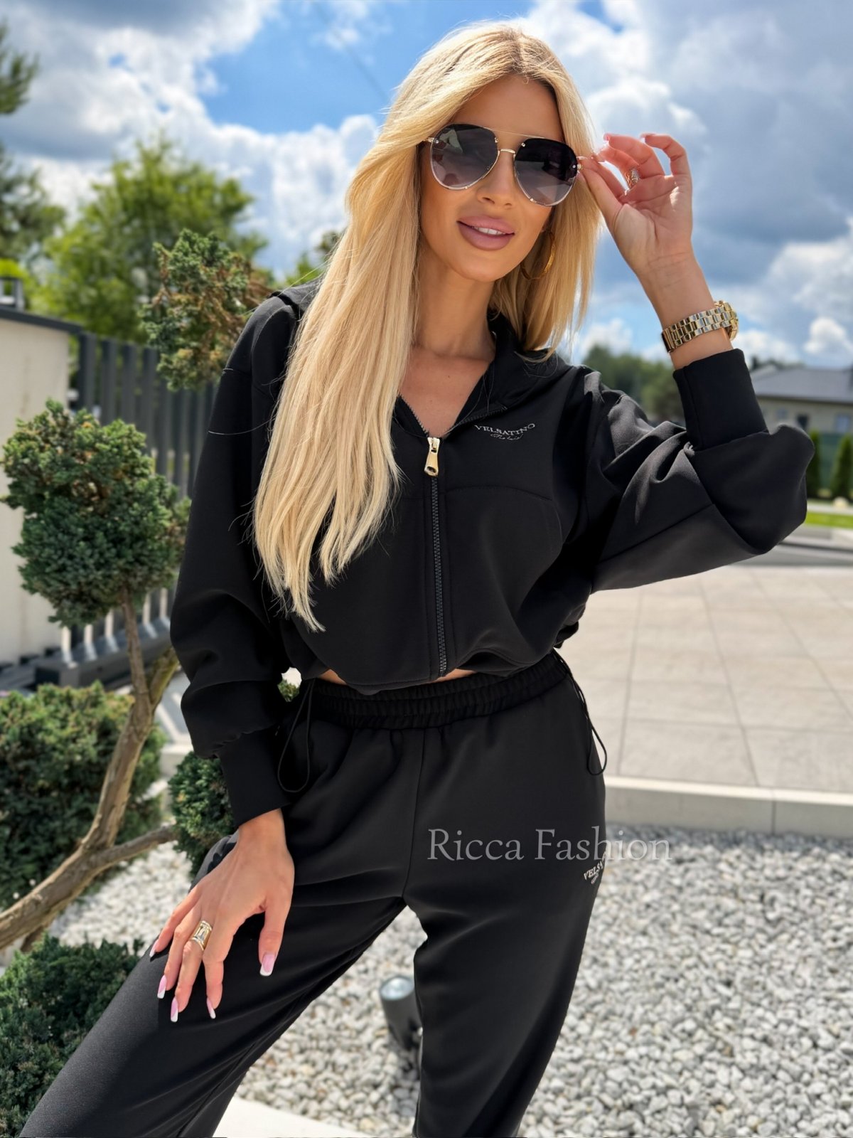Komplet z wiskozy VESTI, black