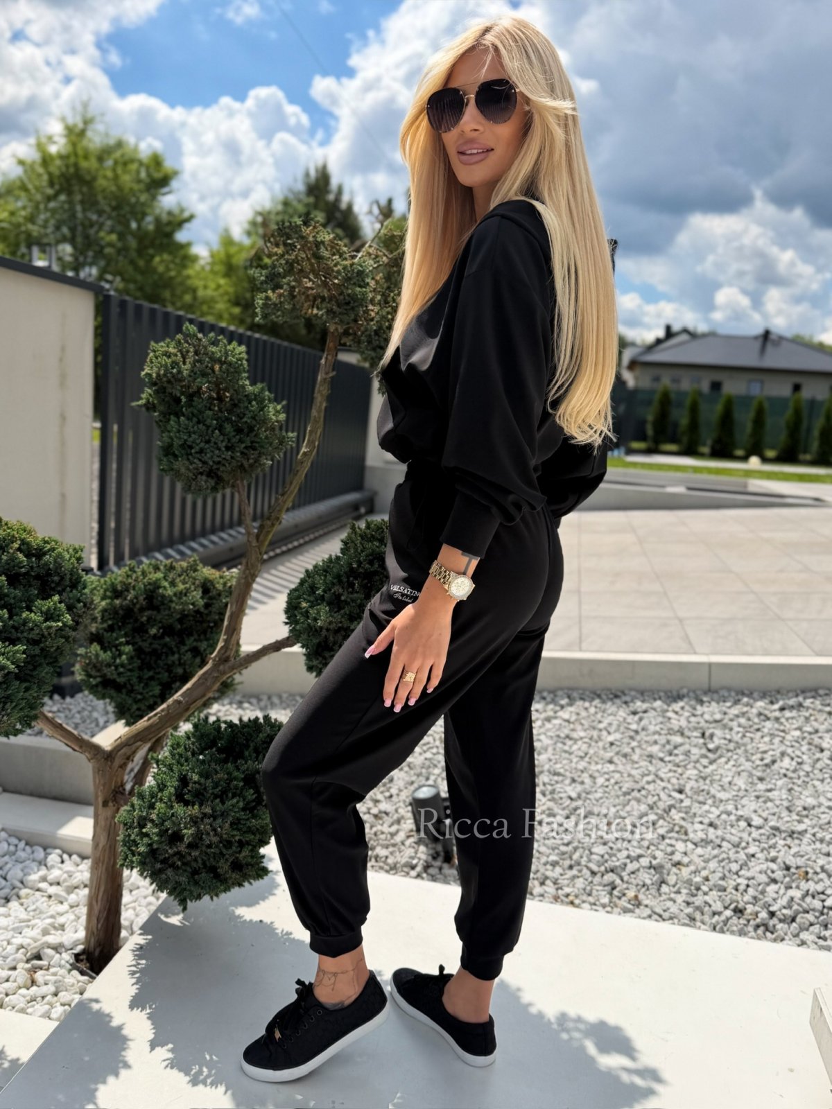 Komplet z wiskozy VESTI, black