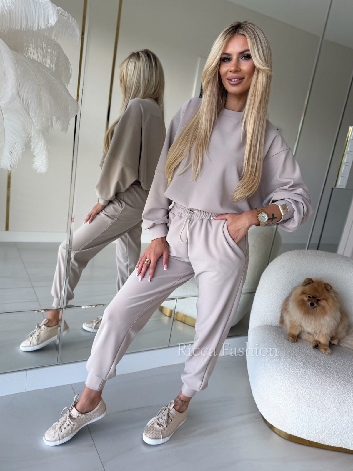 Komplet z wiskozy VANI, beige