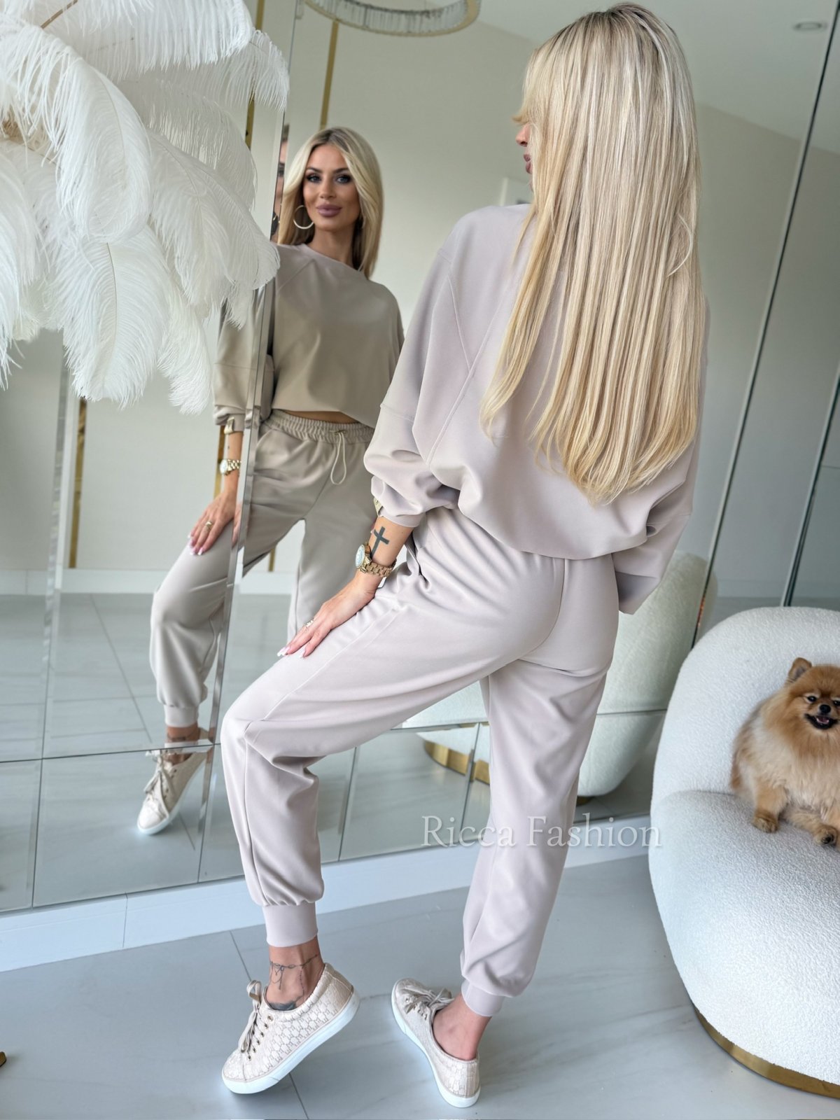 Komplet z wiskozy VANI, beige