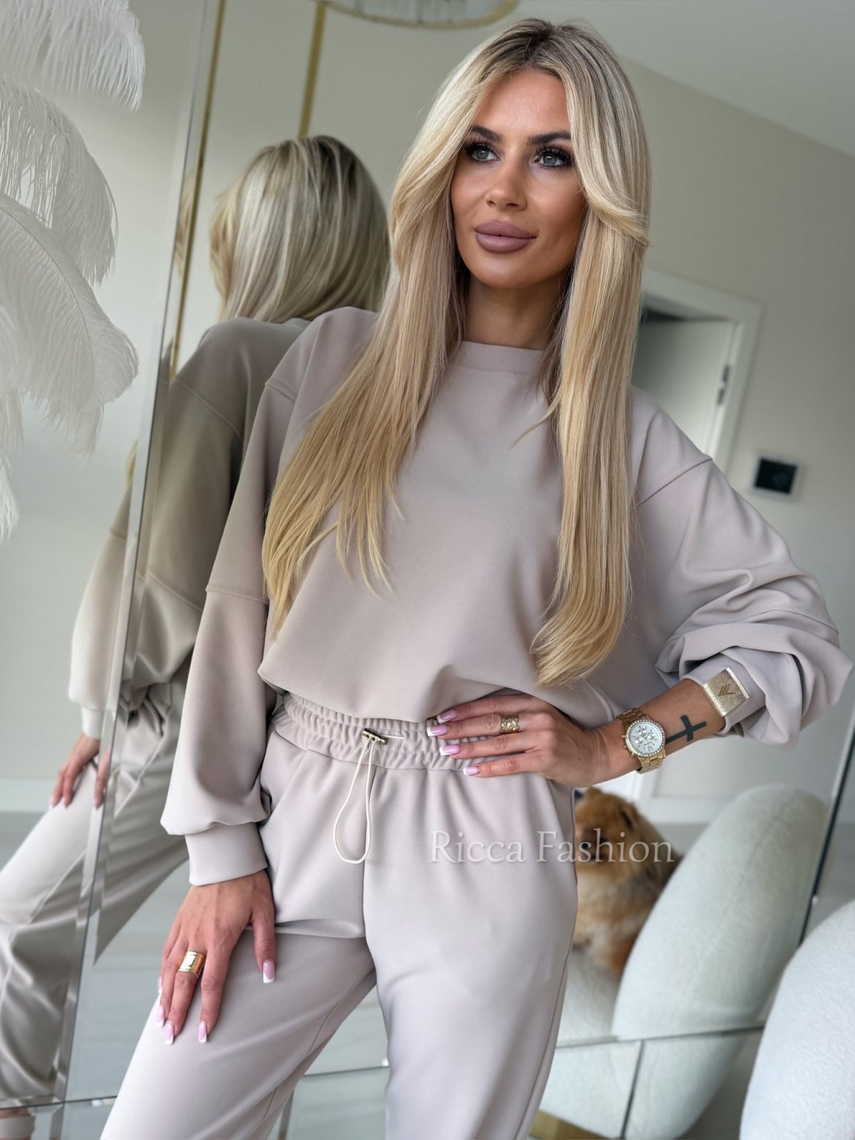 Komplet z wiskozy VANI, beige