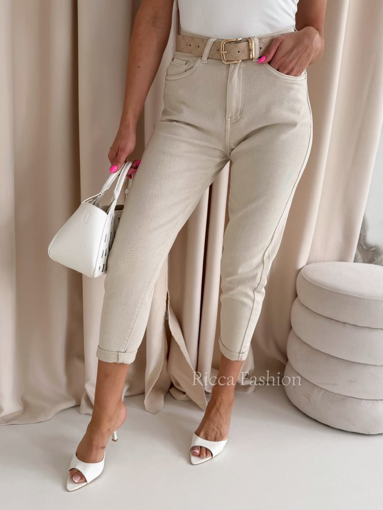 Spodnie bawełniane MIRABELLE , beige