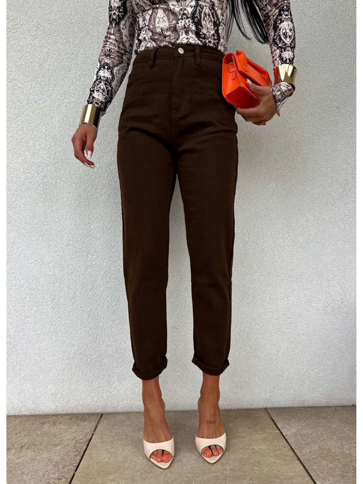 Jeansy MOM FIT – czekoladowe