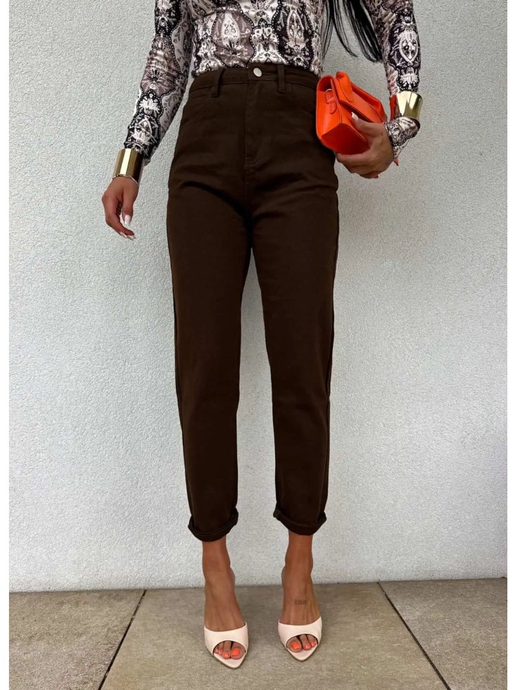 Jeansy MOM FIT – czekoladowe