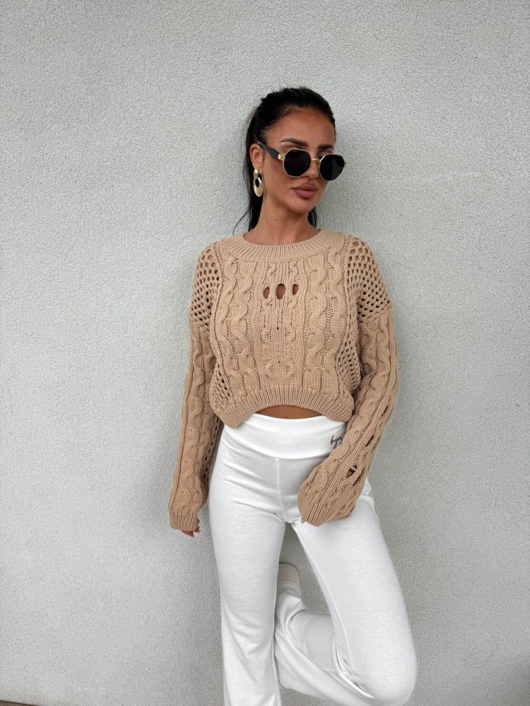 Sweter MOON – ciemny beż