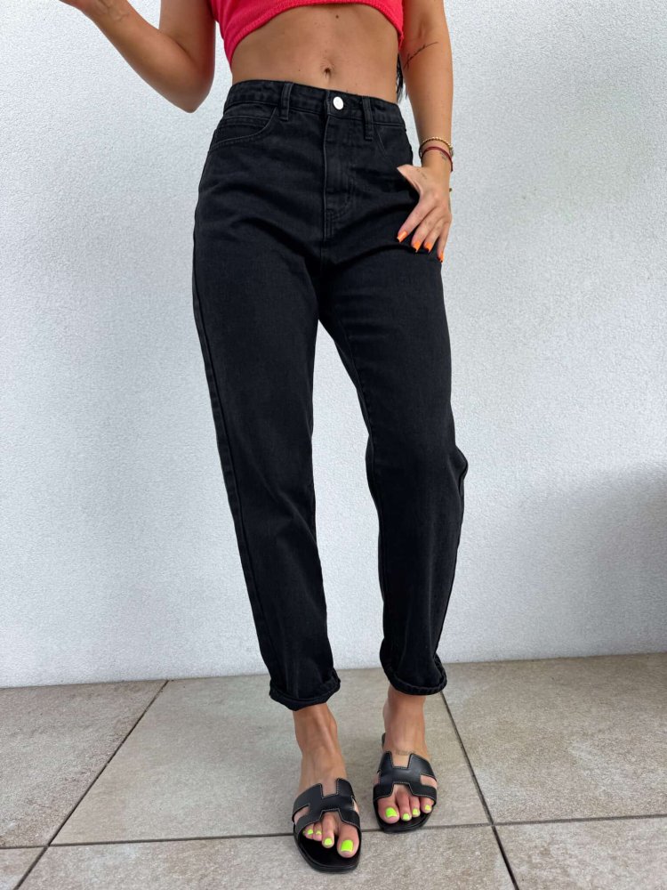 Jeansy MOM FIT KISS – czarne