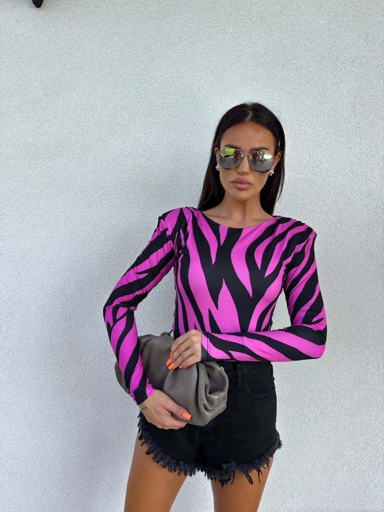 Bluzka ZOE print ribs – fuksja