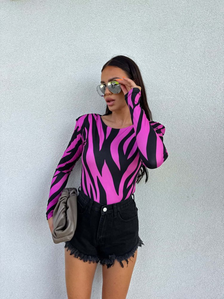 Bluzka ZOE print ribs – fuksja