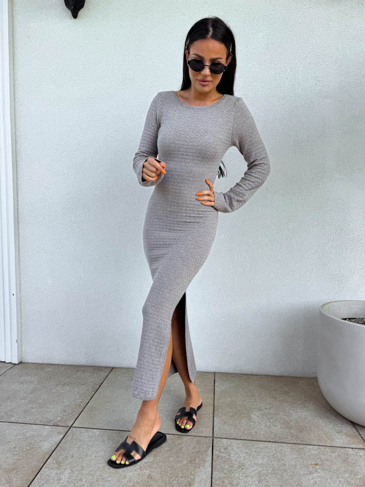 Sukienka maxi SLIM – szara