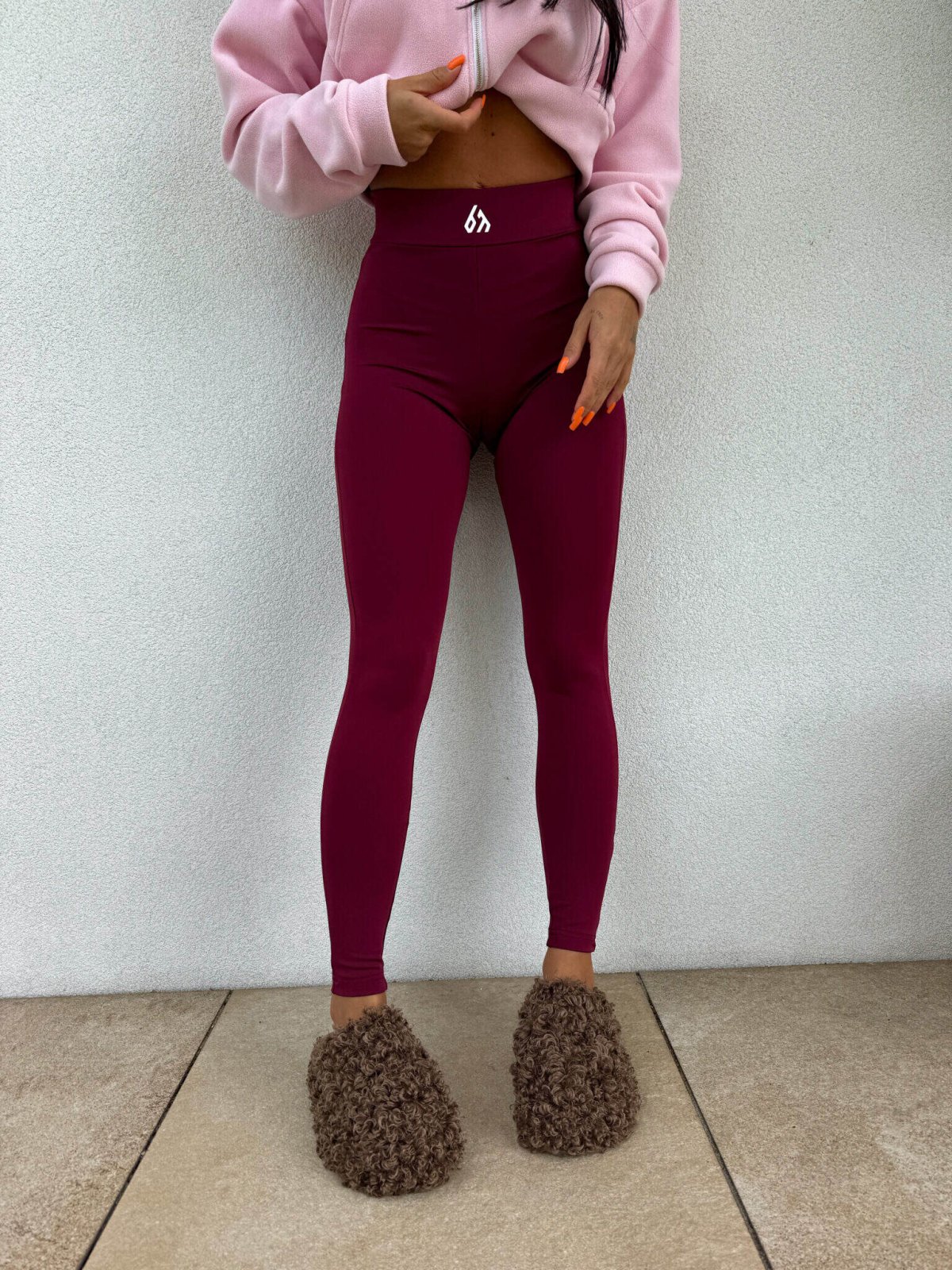 Legginsy GYM White Logo – bordowe