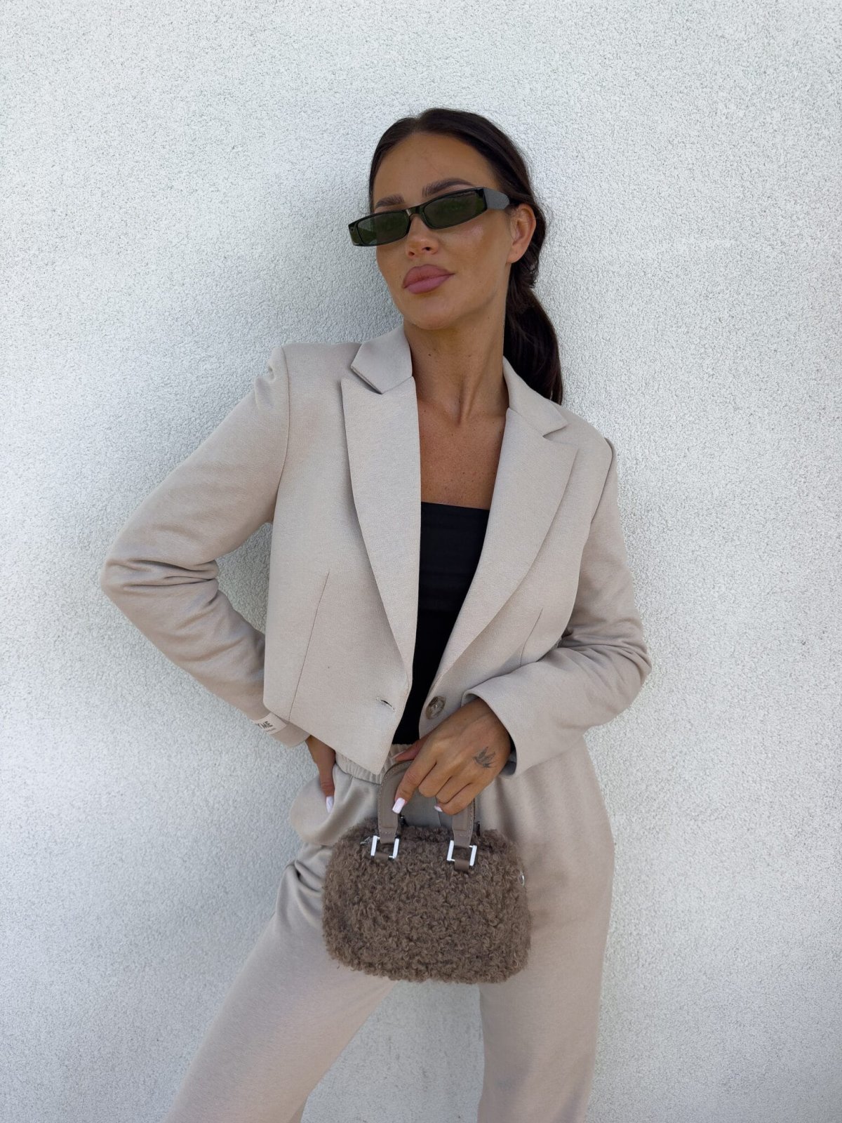 Marynarka dresowa SLIM – jasny beż