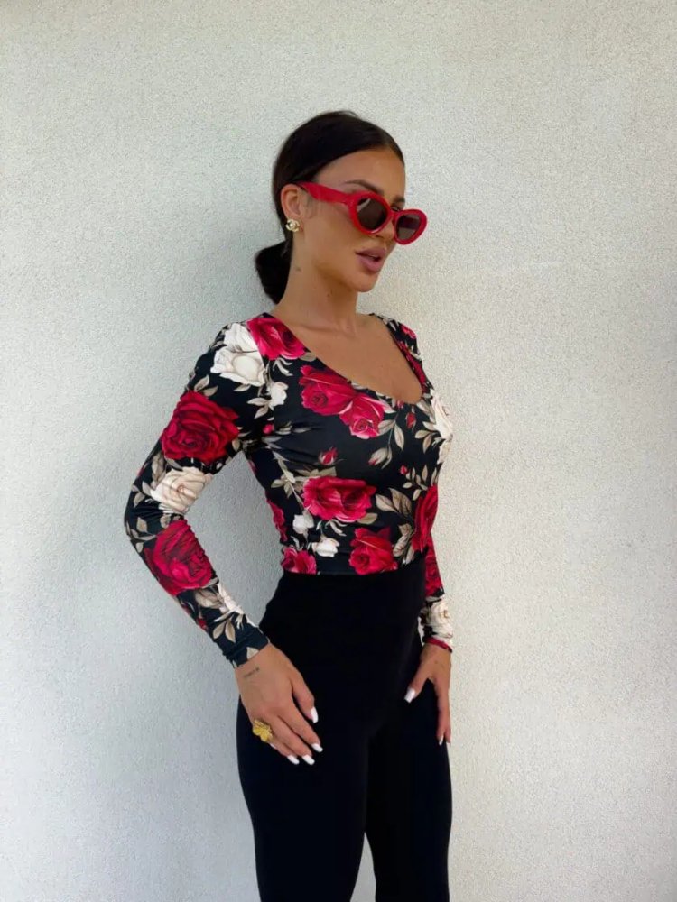 Bluzka VENEZIA, print rose...