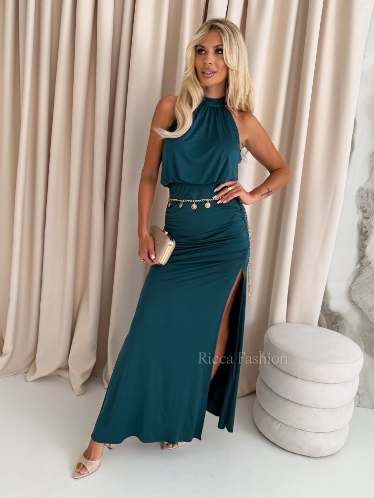 Dopasowana maxi sukienka ALICE , bottle green