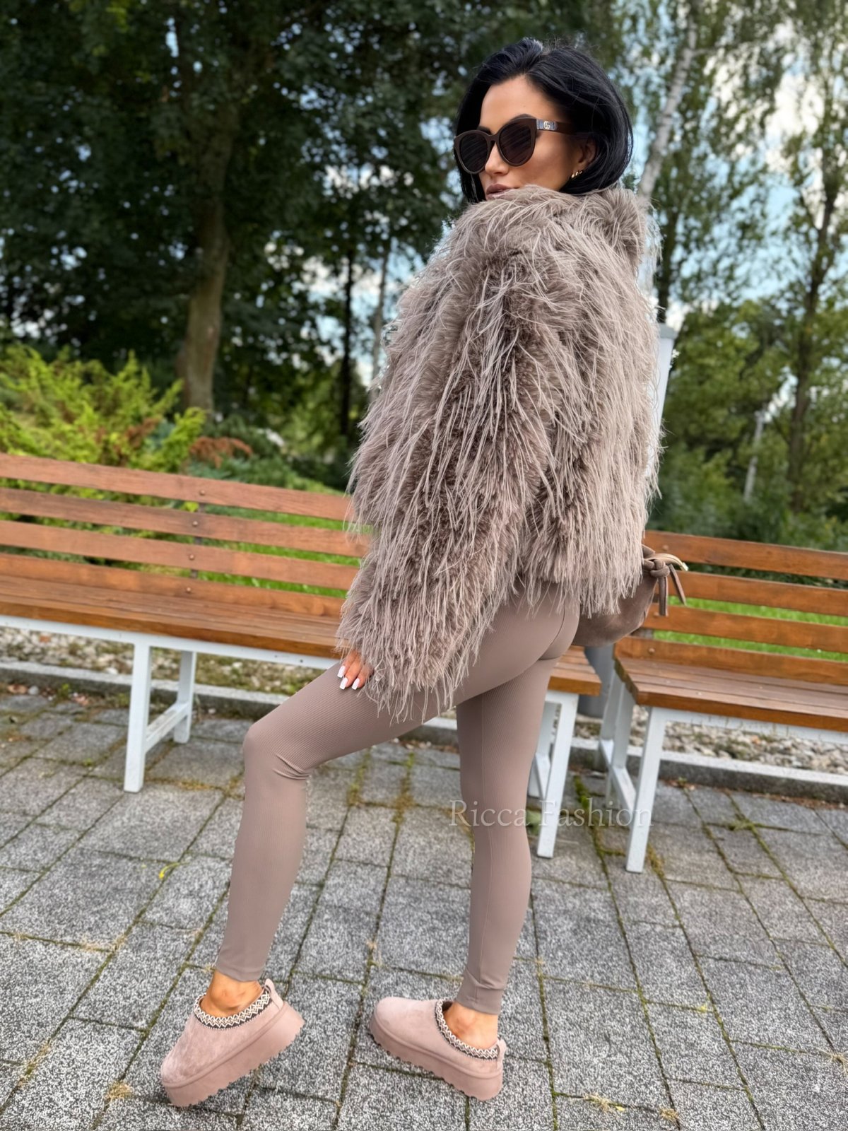 Legginsy modelujące prążkowane AMBER, fango