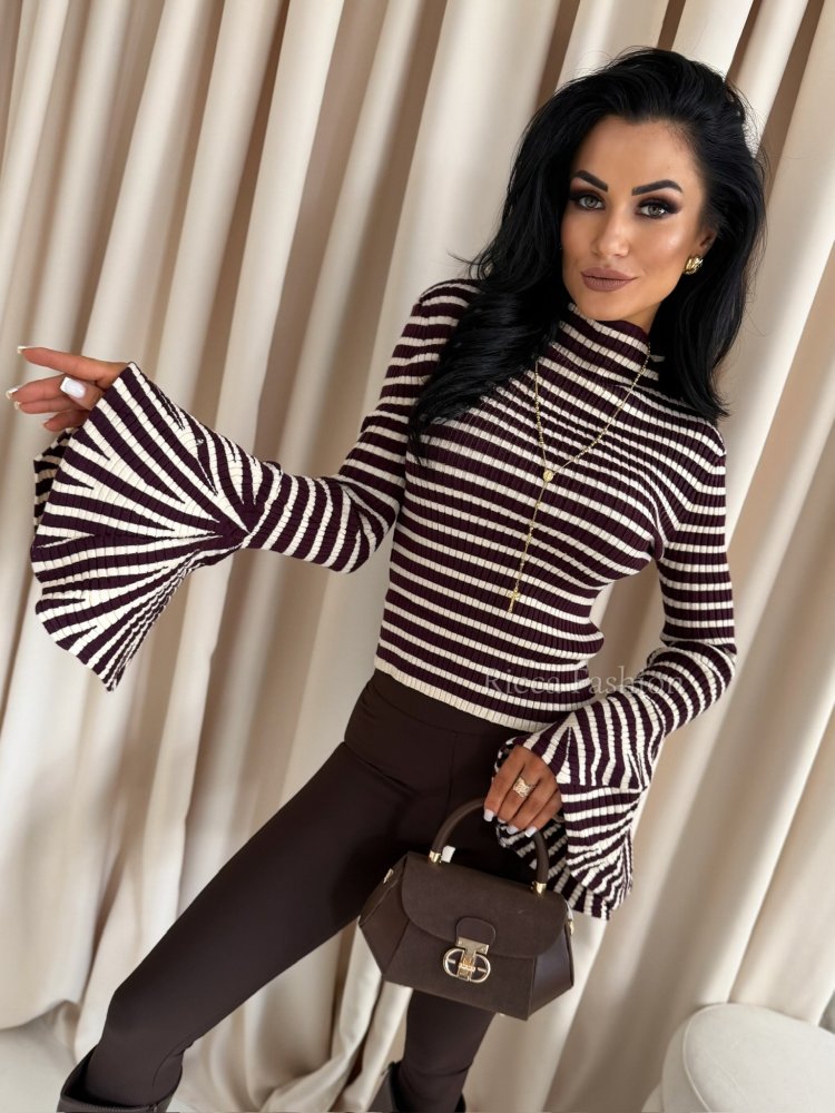 Sweter z wiskozy w paski...